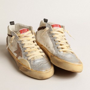 Golden Goose Mid Star LTD Sneakers With Silver Metallic Leather Inserts And Pink Star GWF00460.F004004.81998