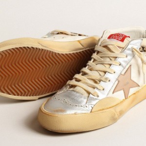 Golden Goose Mid Star LTD Sneakers With Silver Metallic Leather Inserts And Pink Star GWF00460.F004004.81998