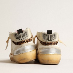 Golden Goose Mid Star LTD Sneakers With Silver Metallic Leather Inserts And Pink Star GWF00460.F004004.81998