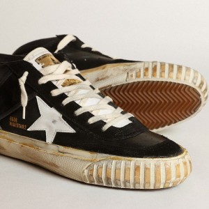 Golden Goose Mid Star Sneakers In Black Nappa And Suede With White Leather Star GMF00408.F003450.80203