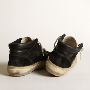 Golden Goose Mid Star Sneakers In Black Nappa And Suede With White Leather Star GMF00408.F003450.80203