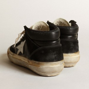 Golden Goose Mid Star Sneakers In Black Nappa And Suede With White Leather Star GWF00408.F003450.80203