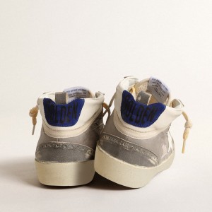 Golden Goose Mid Star Sneakers In Gray Nylon And Nappa Leather With White Leather Star GMF00123.F004592.60437