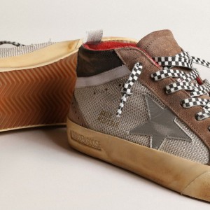 Golden Goose Mid Star Sneakers In Mesh And Suede With A Silver Leather Star GMF00123.F003985.81995