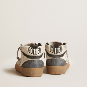 Golden Goose Mid Star Sneakers In Nappa Leather With Silver Leather Star And Black Suede Flash GMF00122.F006034.10238