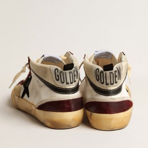 Golden Goose Mid Star Sneakers In Nappa With Black Suede Star And Wine-red Inserts GMF00460.F004009.82103