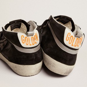 Golden Goose Mid Star Sneakers In Nubuck With Black Leather Star And Silver Flash GMF00122.F003048.90178