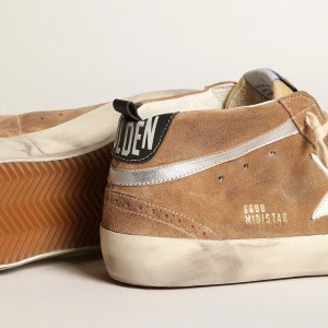 Golden Goose Mid Star Sneakers In Tobacco-colored Suede With White Leather Star GMF00122.F003767.55510