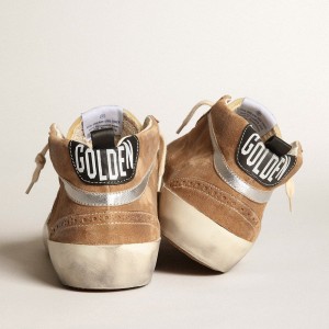 Golden Goose Mid Star Sneakers In Tobacco-colored Suede With White Leather Star GMF00122.F003767.55510