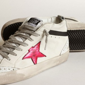 Golden Goose Mid Star Sneakers With A Pink Laminated Leather Star And Black Flash GWF00122.F003357.11231