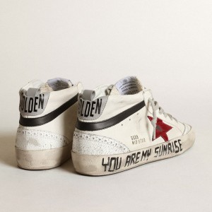 Golden Goose Mid Star Sneakers With A Pink Laminated Leather Star And Black Flash GWF00122.F003357.11231