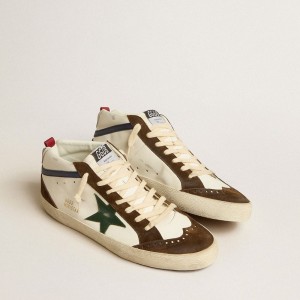 Golden Goose Mid Star Sneakers With Green Leather Star And Blue Leather Flash GMF00122.F005264.82518