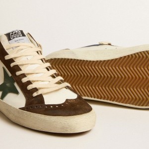 Golden Goose Mid Star Sneakers With Green Leather Star And Blue Leather Flash GMF00122.F005264.82518