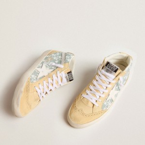 Golden Goose Mid Star Sneakers With Heart Print Sneakers In Swarovski Crystals And Silver Flash GWF00122.F005285.82565