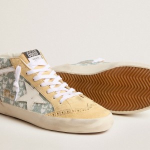 Golden Goose Mid Star Sneakers With Heart Print Sneakers In Swarovski Crystals And Silver Flash GWF00122.F005285.82565