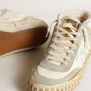 Golden Goose Mid Star Sneakers With Ice-gray Suede Inserts And White Leather Star GWF00408.F003449.10276