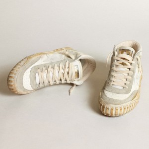 Golden Goose Mid Star Sneakers With Ice-gray Suede Inserts And White Star GMF00408.F003449.10276