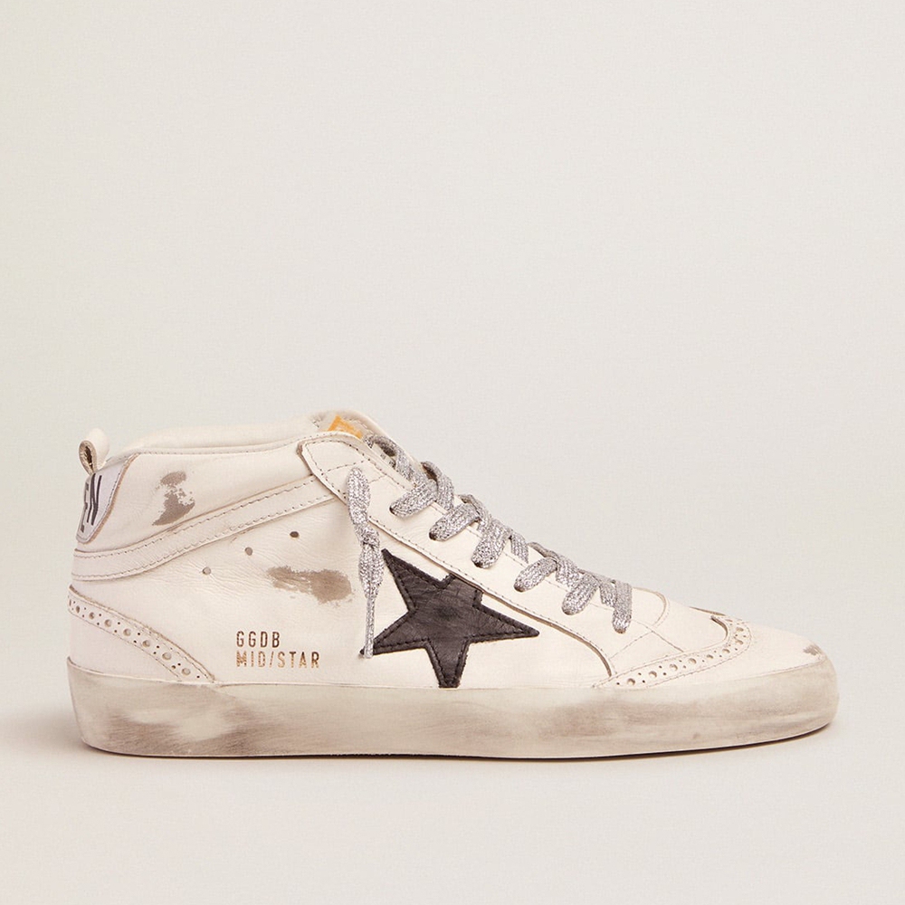 Golden Goose Mid Star Sneakers With Laminated Heel Tab And Glitter Laces GWF00122.F001249.10238