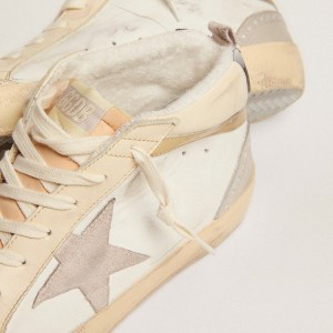 Golden Goose Mid Star Sneakers With Light Gray Suede Star And Gold Flash GMF00123.F003018.11116