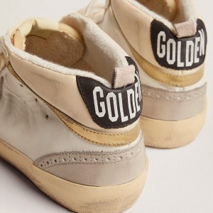 Golden Goose Mid Star Sneakers With Light Gray Suede Star And Gold Flash GMF00123.F003018.11116