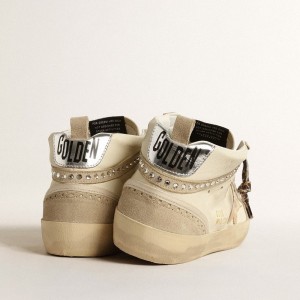 Golden Goose Mid Star Sneakers With Metallic Leather Star And Swarovski Crystal Flash GWF00122.F004542.11497