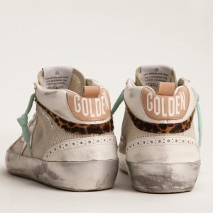 Golden Goose Mid Star Sneakers With Silver Star And Flash Sneakers In Leopard Print Pony Skin GWF00123.F003065.70229