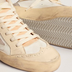 Golden Goose Mid Star Sneakers With Star Sneakers In Light Gray Suede And Gold Flash GWF00123.F003018.11116