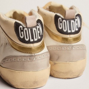 Golden Goose Mid Star Sneakers With Star Sneakers In Light Gray Suede And Gold Flash GWF00123.F003018.11116