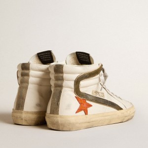 Golden Goose Nappa Leather Slide Sneakers With Orange Croc-print Star And Green Suede Flash GMF00115.F006036.11890