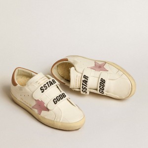 Golden Goose Old School Sneakers In Nappa Leather With Pink Leather Star And Beige Shearling Lining GWF00111.F005123.10842