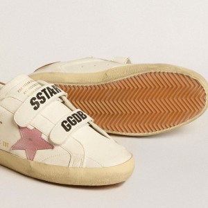 Golden Goose Old School Sneakers In Nappa Leather With Pink Leather Star And Beige Shearling Lining GWF00111.F005123.10842