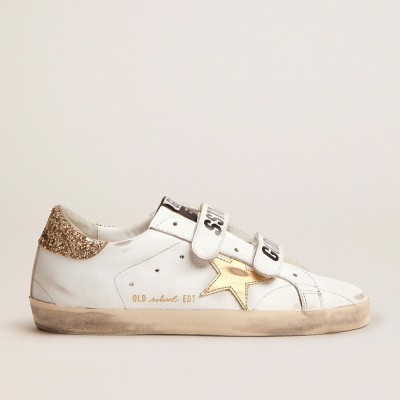 Golden Goose Old School Sneakers With Gold Star Sneakers In Laminated Leather GWF00111.F002154.10272