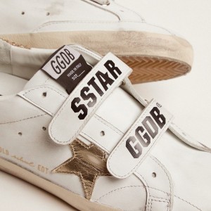 Golden Goose Old School Sneakers With Gold Star Sneakers In Laminated Leather GWF00111.F002154.10272