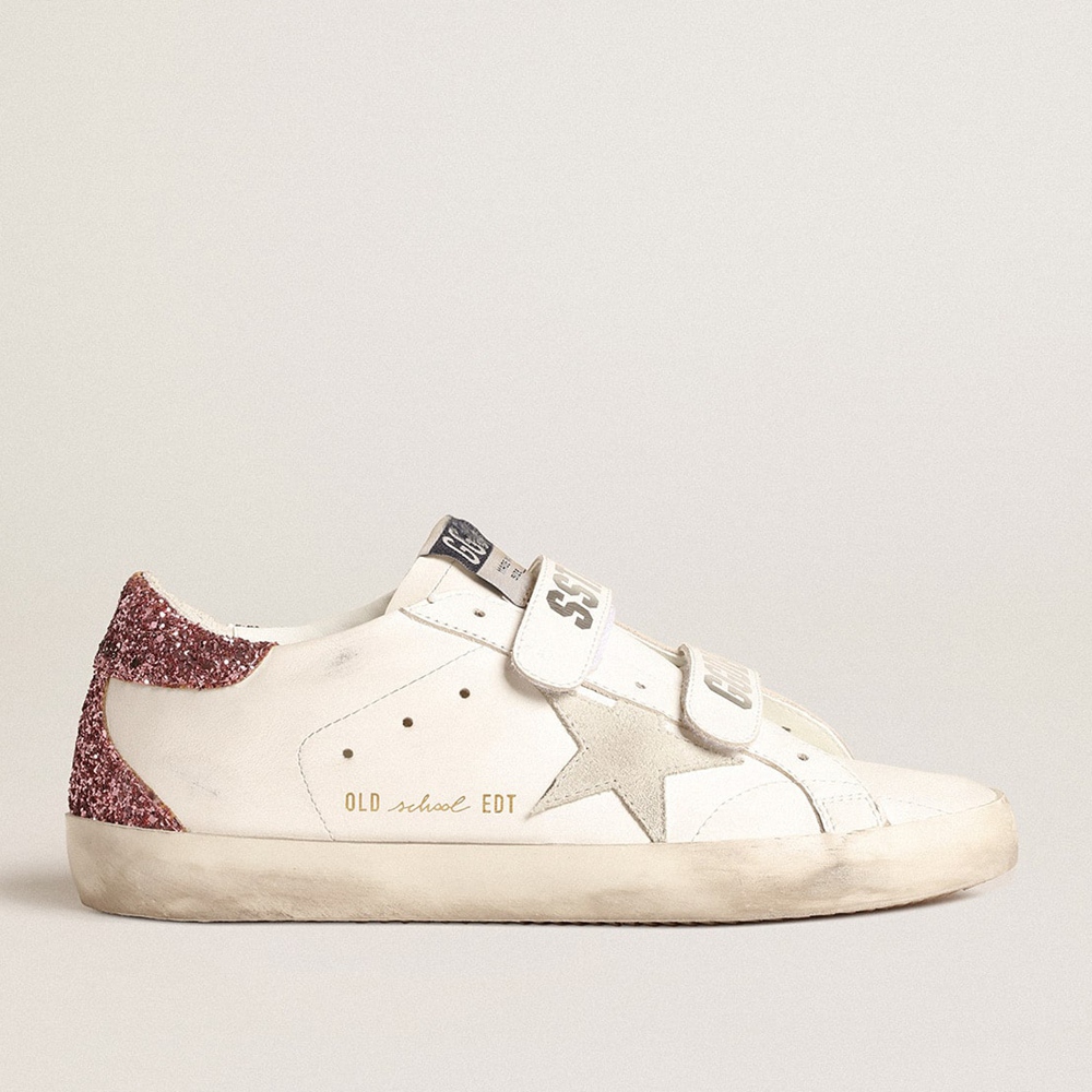 Golden Goose Old School Sneakers With Ice-gray Suede Star And Glitter Heel Tab GWF00177.F004705.82337