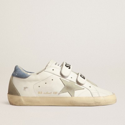 Golden Goose Old School Sneakers With Ice-gray Suede Star And Light Blue Heel Tab GWF00177.F004068.10588