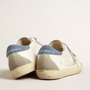 Golden Goose Old School Sneakers With Ice-gray Suede Star And Light Blue Heel Tab GWF00177.F004068.10588