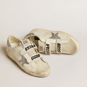 Golden Goose Old School Sneakers With Silver Glitter Star And Ice-gray Suede Tongue GWF00111.F005122.10273