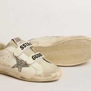 Golden Goose Old School Sneakers With Silver Glitter Star And Ice-gray Suede Tongue GWF00111.F005122.10273