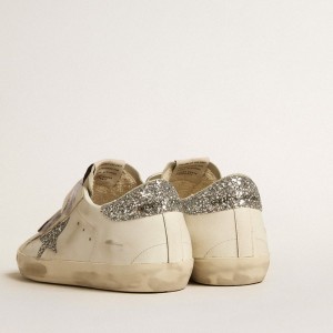 Golden Goose Old School Sneakers With Silver Glitter Star And Ice-gray Suede Tongue GWF00111.F005122.10273