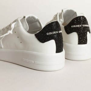 Golden Goose Purestar Sneakers In White Leather With Tone-on-tone Star And Heel Tab Sneakers In Black Swarovski Crystals GWF00197.F003431.10283