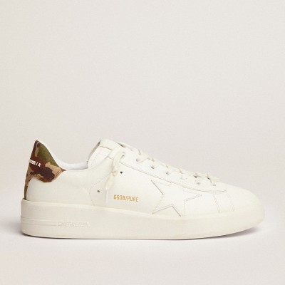 Golden Goose Purestar Sneakers In White Leather With Tone-on-tone Star GMF00197.F001172.10267