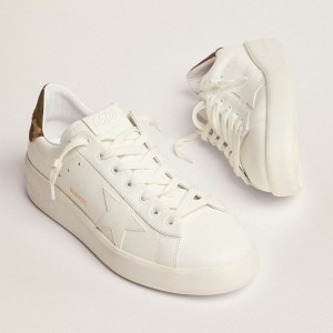 Golden Goose Purestar Sneakers In White Leather With Tone-on-tone Star GMF00197.F001172.10267