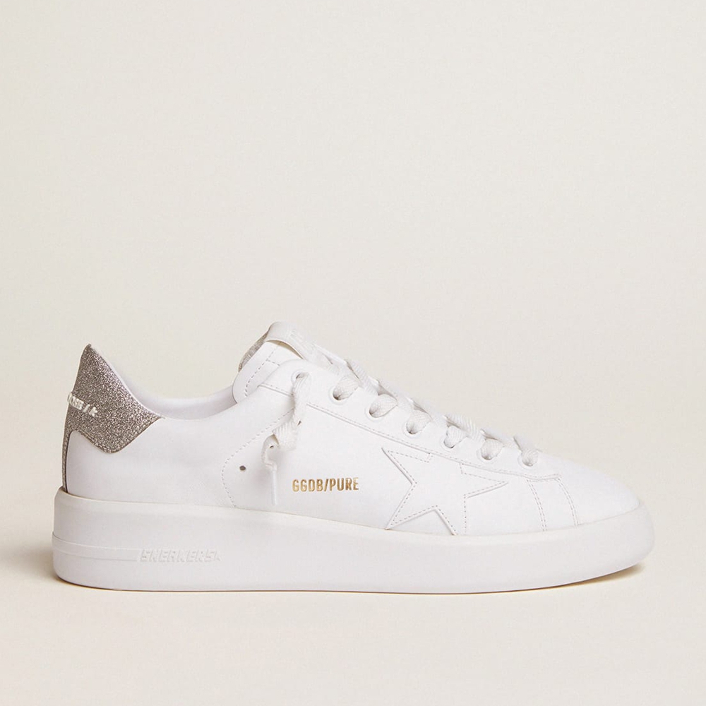 Golden Goose Purestar Sneakers With Glittery Silver Heel Tab GWF00197.F000538.80185