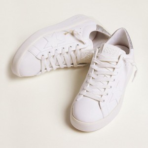 Golden Goose Purestar Sneakers With Glittery Silver Heel Tab GWF00197.F000538.80185