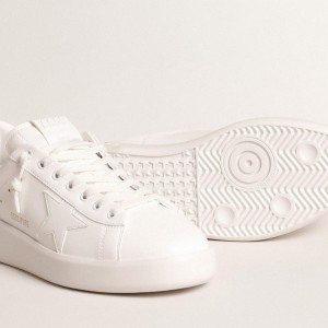 Golden Goose Purestar Sneakers With White Bio-based Star And Mat Green Leather Heel Tab GMF00197.F004753.10502