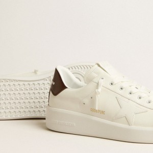 Golden Goose Purestar Sneakers With White Star And Burgundy Lizard-print Heel Tab GMF00197.F005222.11635