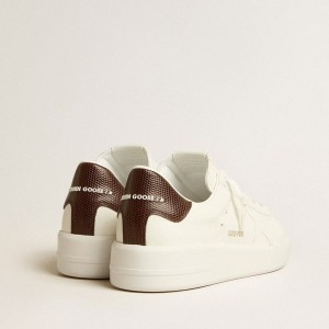 Golden Goose Purestar Sneakers With White Star And Burgundy Lizard-print Heel Tab GMF00197.F005222.11635