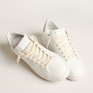 Golden Goose Purestar Sneakers With White Star And Gray Leather Heel Tab GWF00197.F004056.10973