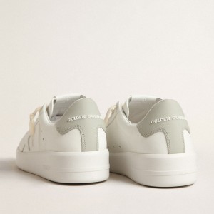 Golden Goose Purestar Sneakers With White Star And Gray Leather Heel Tab GWF00197.F004056.10973