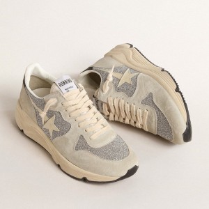 Golden Goose Running Sole Sneakers Embellished With Swarovski Crystals And Ivory Star GWF00126.F004599.70281